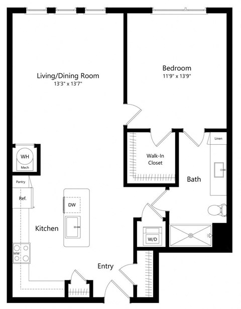 One Bedroom Floor Plan at Lyra Luxury Apartments in Sarasota FL